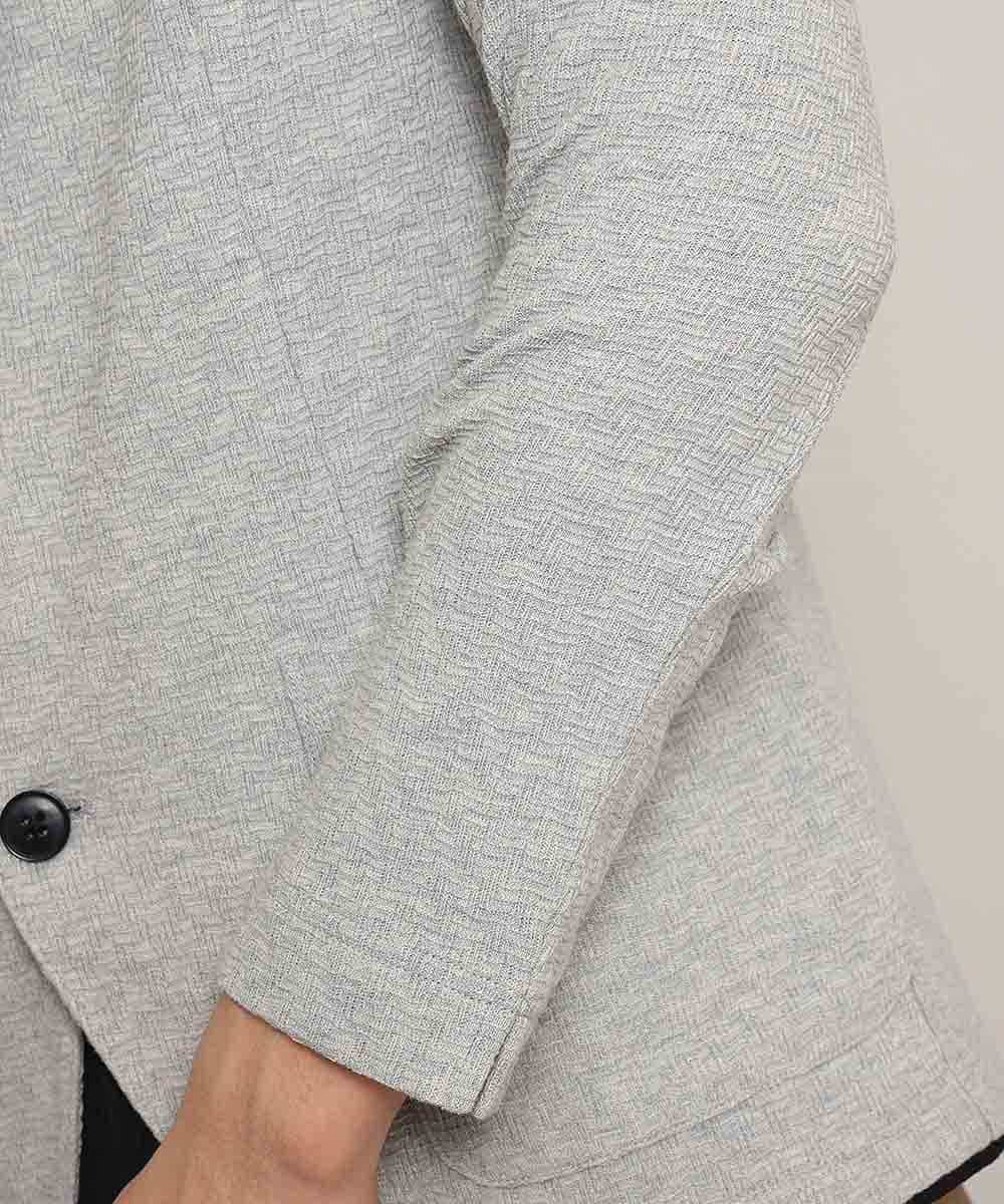MKCDJ77120 MK MICHEL KLEIN HOMME(MKミッシェルクランオム) カットジャケット／シルへリンボンリンクス ライトグレー