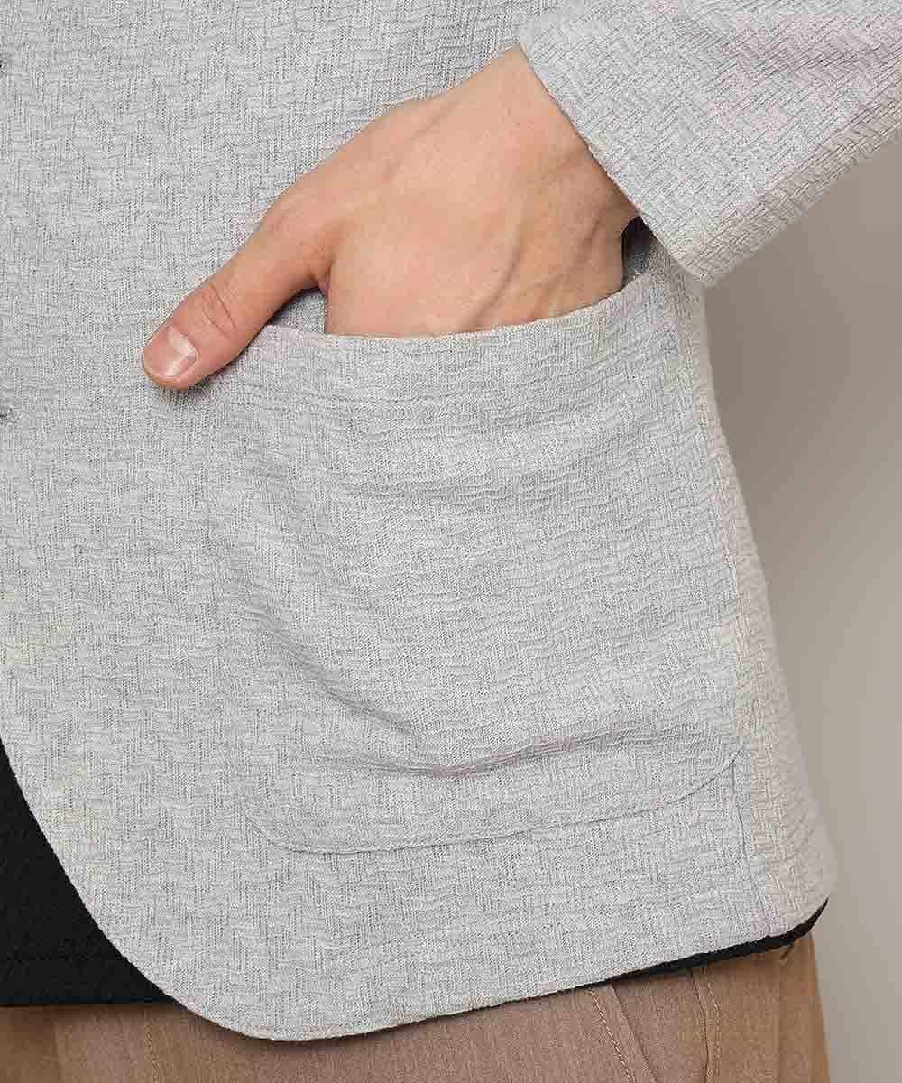 MKCDJ77120 MK MICHEL KLEIN HOMME(MKミッシェルクランオム) カットジャケット／シルへリンボンリンクス ライトグレー