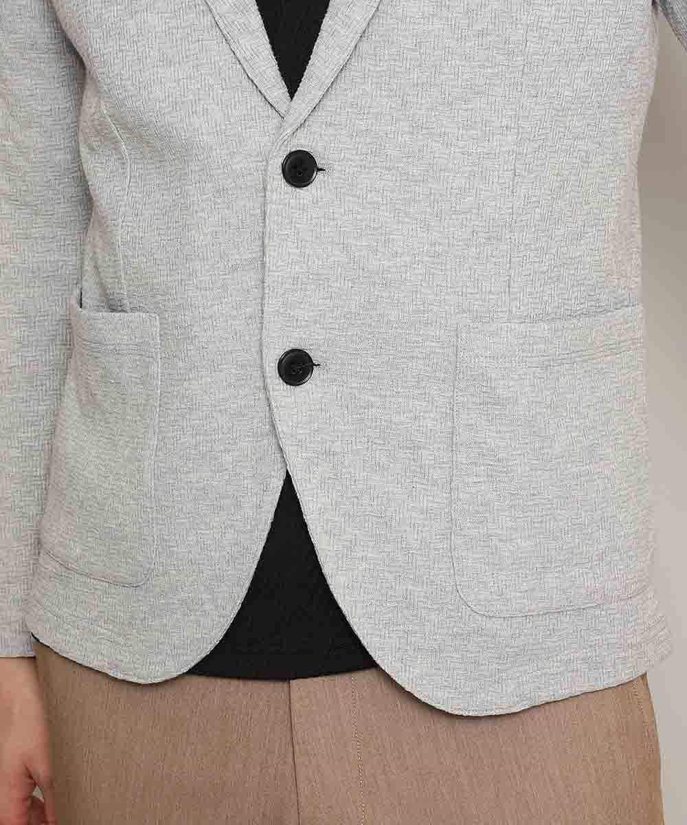 MKCDJ77120 MK MICHEL KLEIN HOMME(MKミッシェルクランオム) カットジャケット／シルへリンボンリンクス ライトグレー