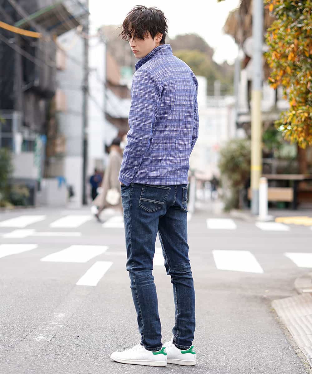 MKCDM70110 MK MICHEL KLEIN HOMME(MKミッシェルクランオム) 【快適ストレッチ】カーディガン／ランダムスクリーン ブルー(55)