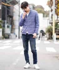 MKCDM70110 MK MICHEL KLEIN HOMME(MKミッシェルクランオム) 【快適ストレッチ】カーディガン／ランダムスクリーン ブルー(55)