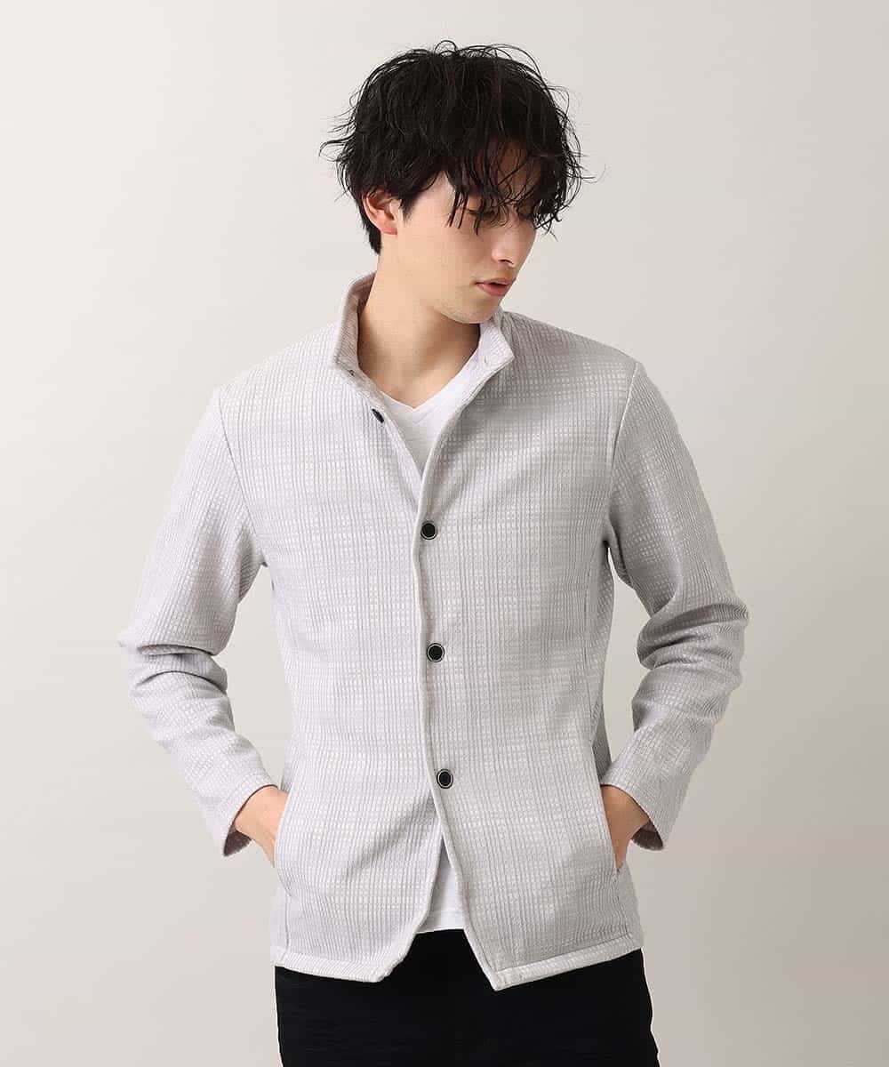 MKCDM70110 MK MICHEL KLEIN HOMME(MKミッシェルクランオム) 【快適ストレッチ】カーディガン／ランダムスクリーン ライトグレー(91)