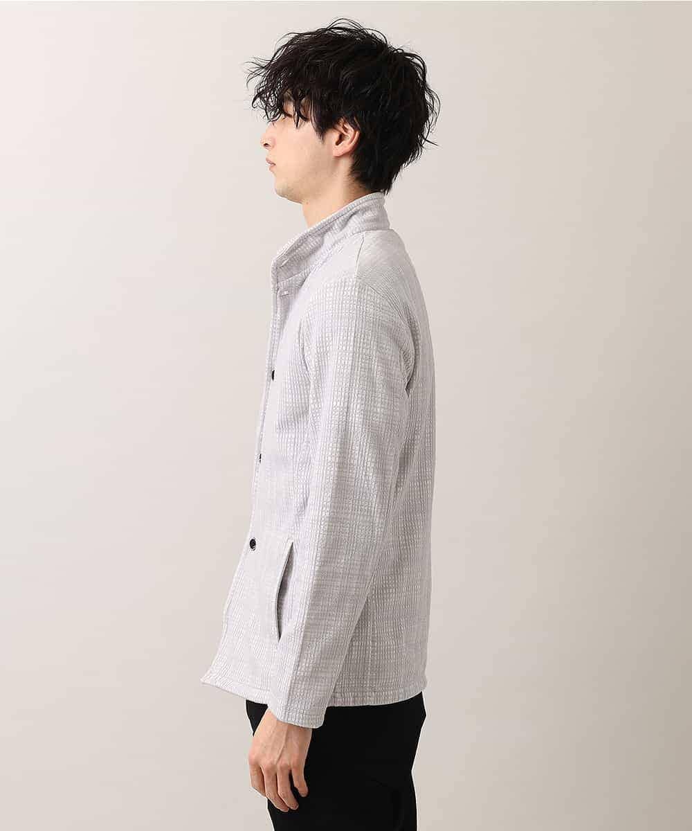 MKCDM70110 MK MICHEL KLEIN HOMME(MKミッシェルクランオム) 【快適ストレッチ】カーディガン／ランダムスクリーン ライトグレー(91)