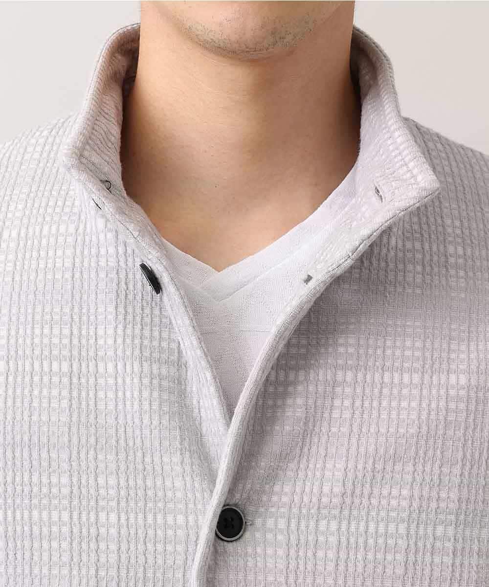 MKCDM70110 MK MICHEL KLEIN HOMME(MKミッシェルクランオム) 【快適ストレッチ】カーディガン／ランダムスクリーン ライトグレー(91)