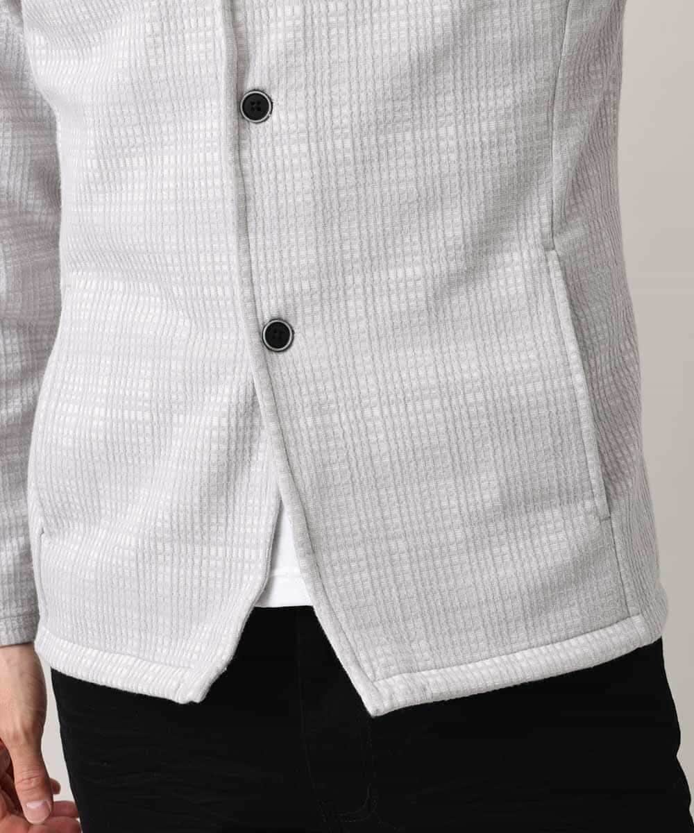 MKCDM70110 MK MICHEL KLEIN HOMME(MKミッシェルクランオム) 【快適ストレッチ】カーディガン／ランダムスクリーン ライトグレー(91)