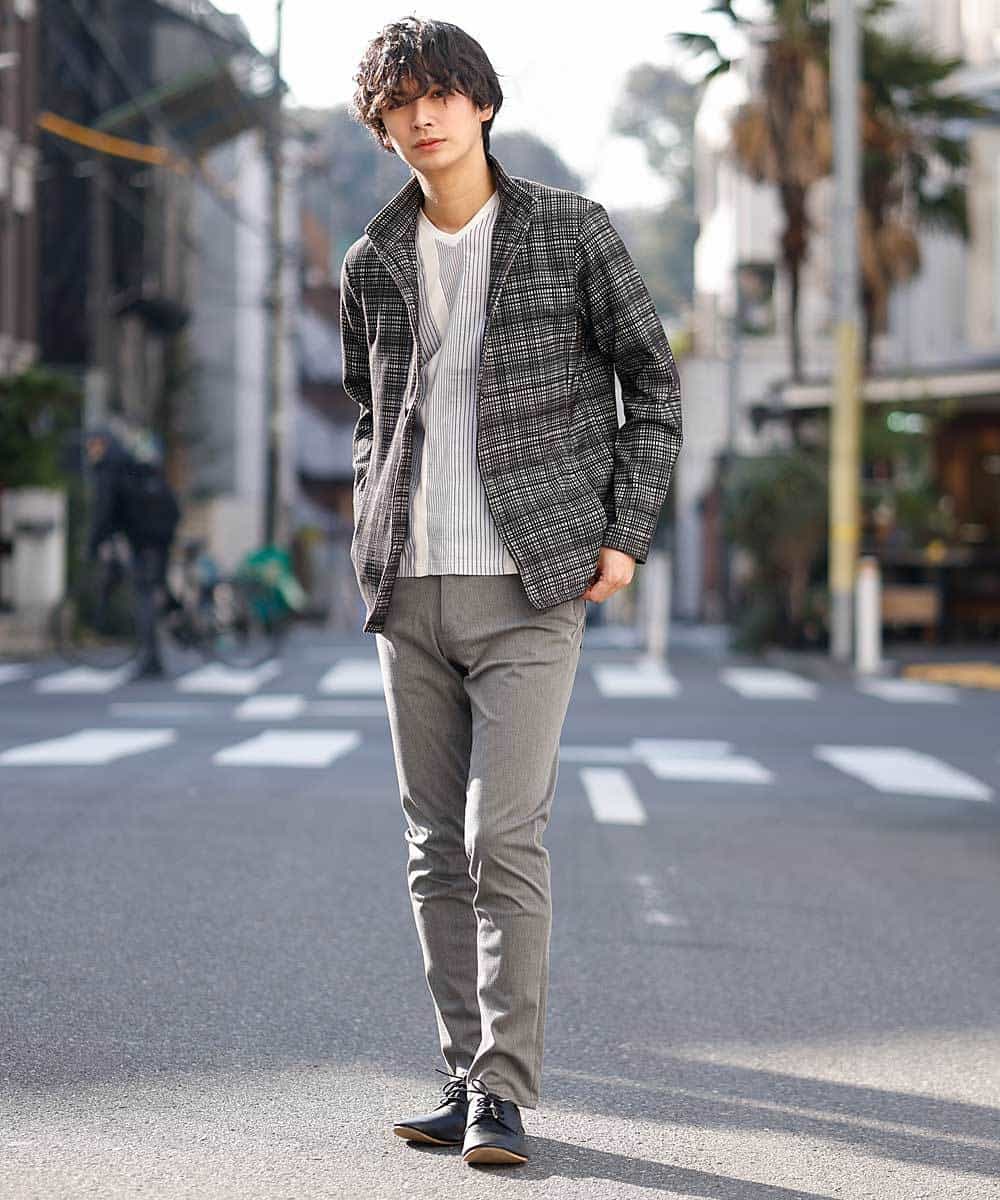 MKCDM70110 MK MICHEL KLEIN HOMME(MKミッシェルクランオム) 【快適ストレッチ】カーディガン／ランダムスクリーン ブラック(94)