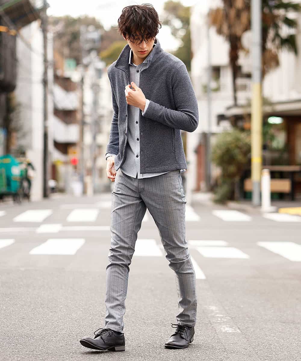 MKCDM73110 MK MICHEL KLEIN HOMME(MKミッシェルクランオム) ツートンラッセルカーディガン ネイビー(57)