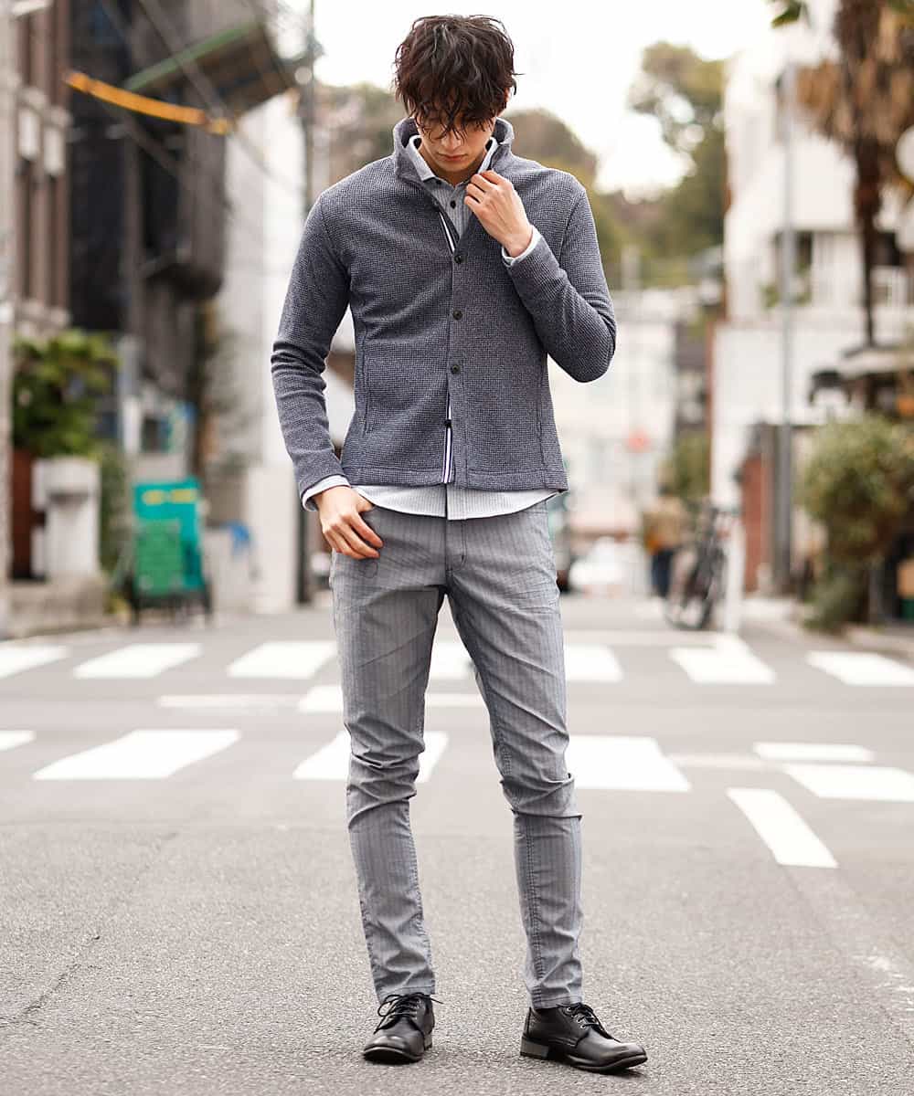 MKCDM73110 MK MICHEL KLEIN HOMME(MKミッシェルクランオム) ツートンラッセルカーディガン ネイビー(57)