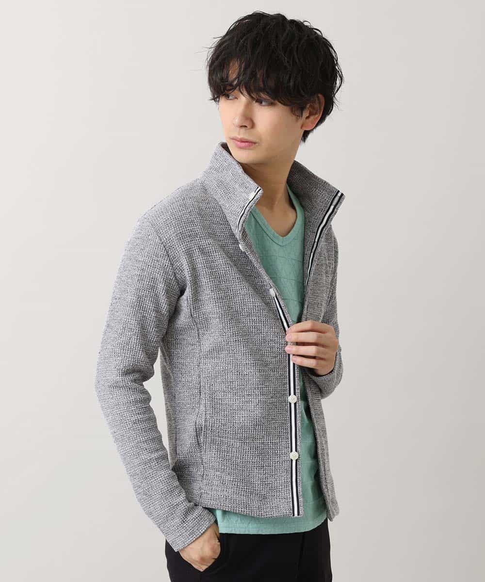 MKCDM73110 MK MICHEL KLEIN HOMME(MKミッシェルクランオム) ツートンラッセルカーディガン ライトグレー(91)