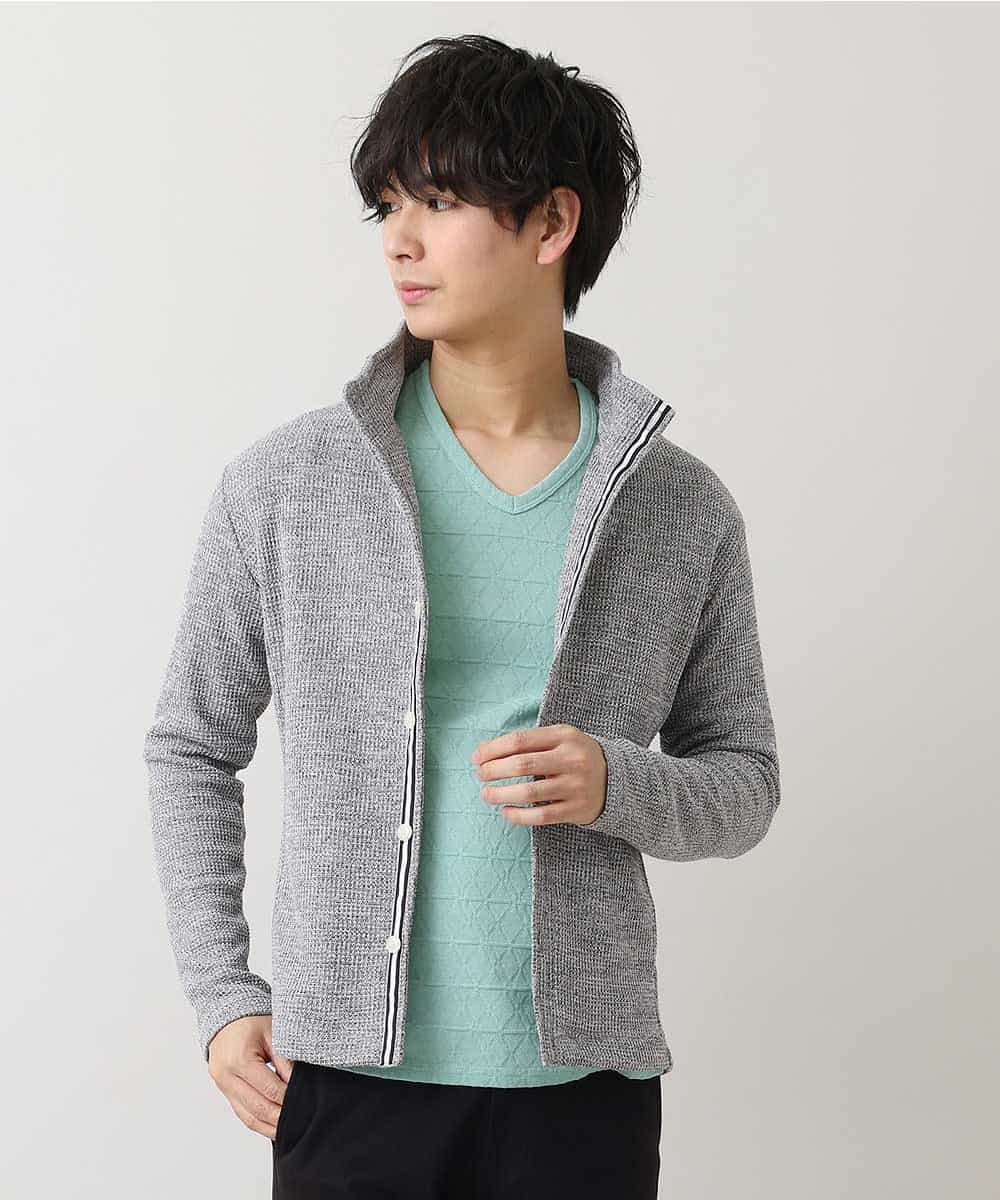 MKCDM73110 MK MICHEL KLEIN HOMME(MKミッシェルクランオム) ツートンラッセルカーディガン ライトグレー(91)