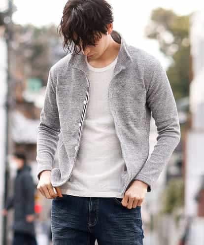 MKCDM73110 MK MICHEL KLEIN HOMME ツートンラッセルカーディガン