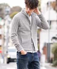 MKCDM73110 MK MICHEL KLEIN HOMME(MKミッシェルクランオム) ツートンラッセルカーディガン ライトグレー(91)