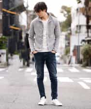 MKCDM73110 MK MICHEL KLEIN HOMME(MKミッシェルクランオム) ツートンラッセルカーディガン ライトグレー(91)