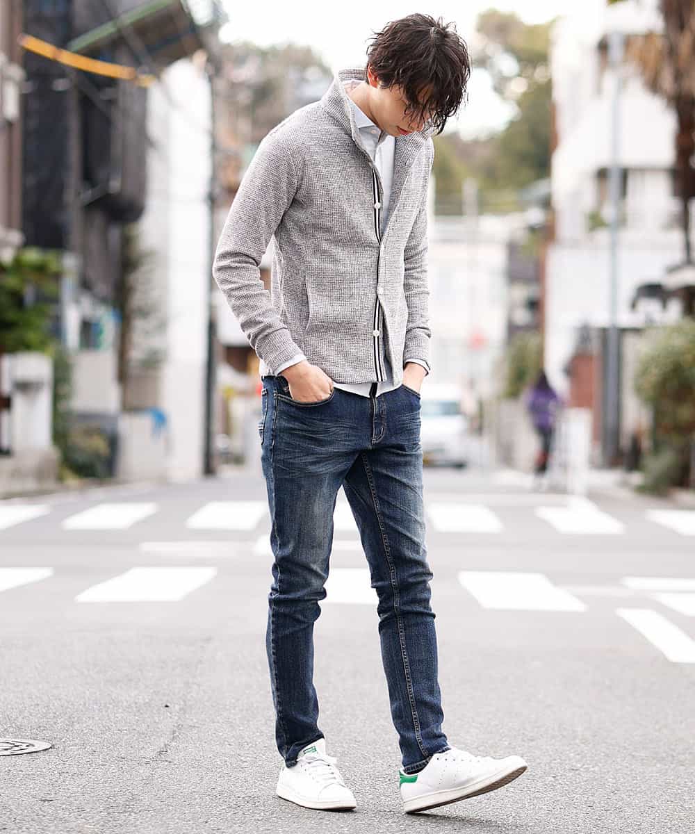 MKCDM73110 MK MICHEL KLEIN HOMME(MKミッシェルクランオム) ツートンラッセルカーディガン ライトグレー(91)
