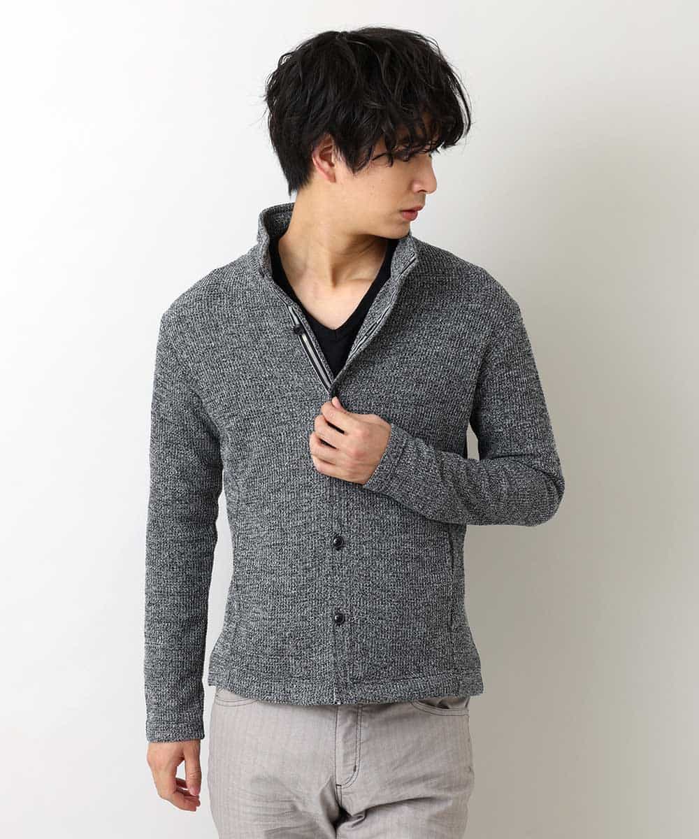 MKCDM73110 MK MICHEL KLEIN HOMME(MKミッシェルクランオム) ツートンラッセルカーディガン ブラック(94)