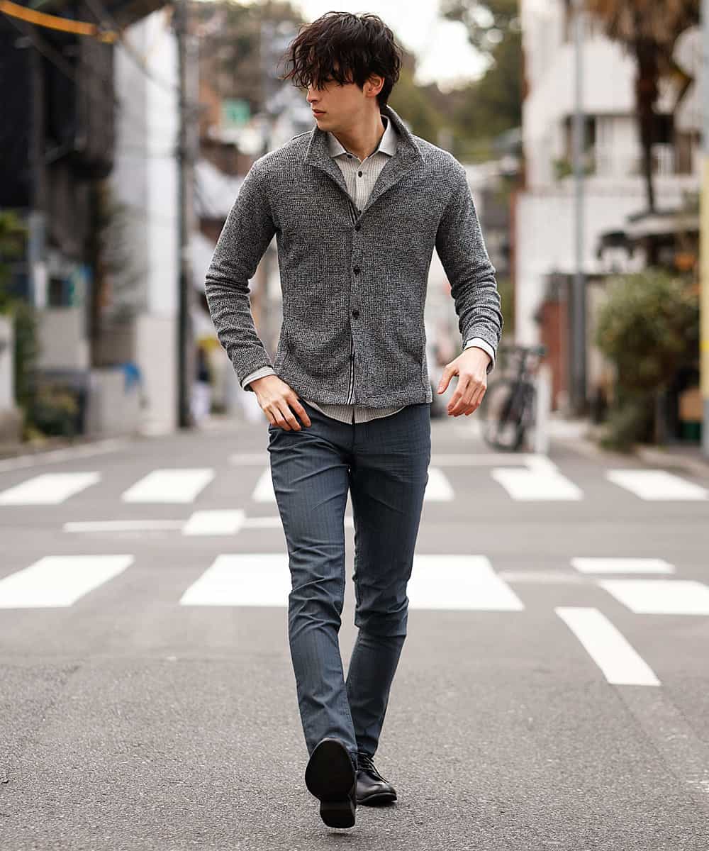MKCDM73110 MK MICHEL KLEIN HOMME(MKミッシェルクランオム) ツートンラッセルカーディガン ブラック(94)