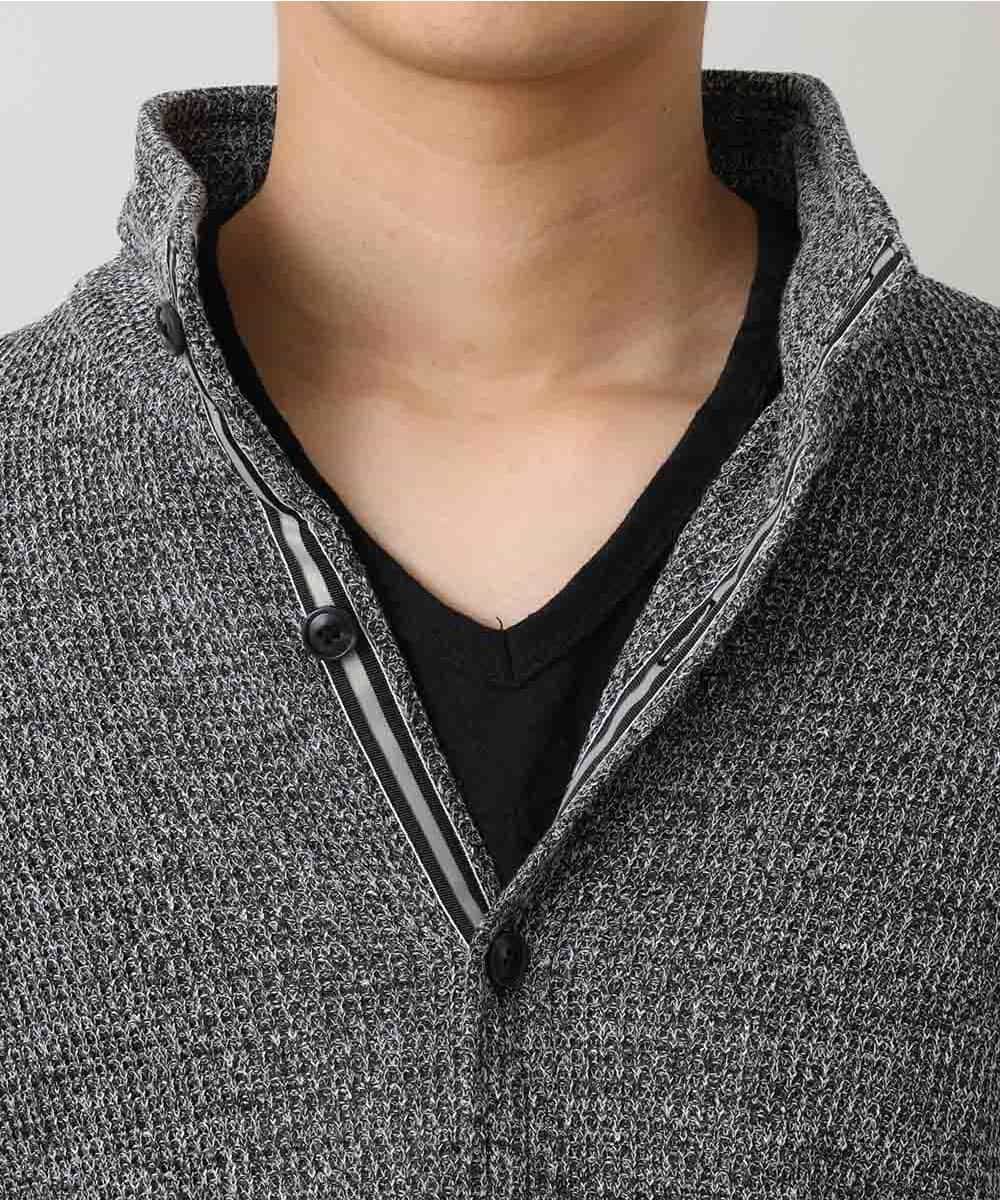MKCDM73110 MK MICHEL KLEIN HOMME(MKミッシェルクランオム) ツートンラッセルカーディガン ブラック(94)