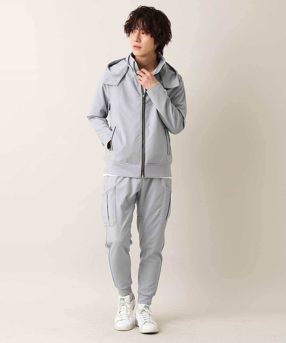 MKCDO04100 MK MICHEL KLEIN HOMME(MKミッシェルクランオム) フードパーカー／ポリテックポンチ グレー(92)