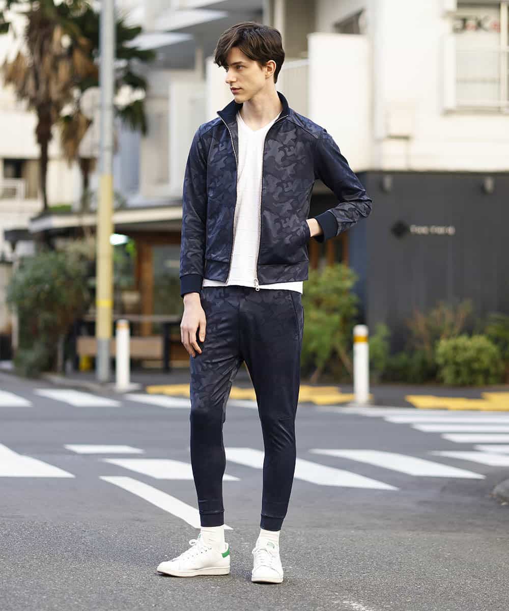 MKCDO16100 MK MICHEL KLEIN HOMME(MKミッシェルクランオム) ワンマイルウエア / カモフラストレッチ（セットアップ） ネイビー(57)