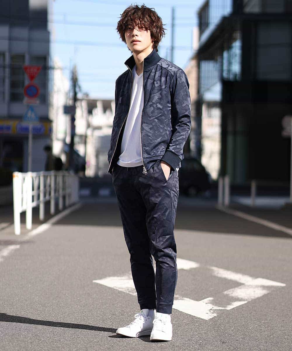MKCDO16100 MK MICHEL KLEIN HOMME(MKミッシェルクランオム) ワンマイルウエア / カモフラストレッチ（セットアップ） ネイビー(57)
