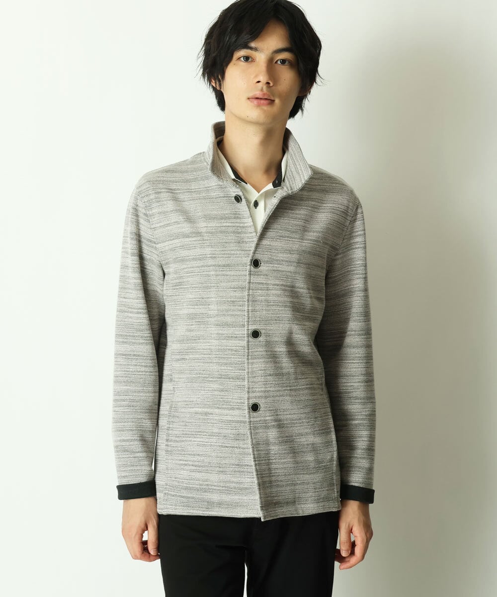 MKCDS50120 MK MICHEL KLEIN HOMME(MKミッシェルクランオム) スタンドカーディガン ライトグレー(91)