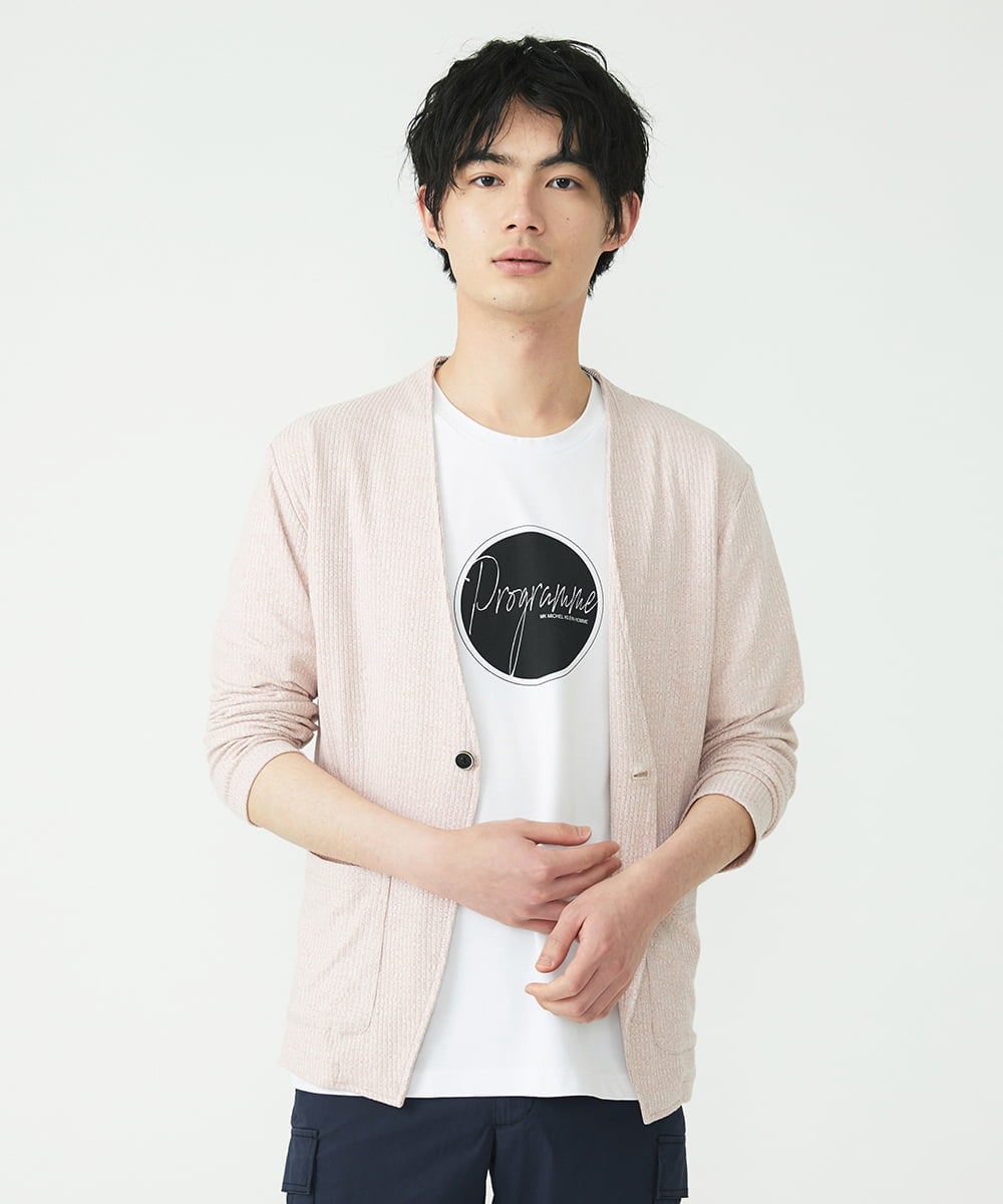 MKCDS58110 MK MICHEL KLEIN HOMME(MKミッシェルクランオム) ノーカラージャケット ピンク(03)