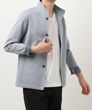 MKCDS63150 MK MICHEL KLEIN HOMME(MKミッシェルクランオム) スタンドカラージャケット / フェザーへリンボン　 ライトブルー(50)