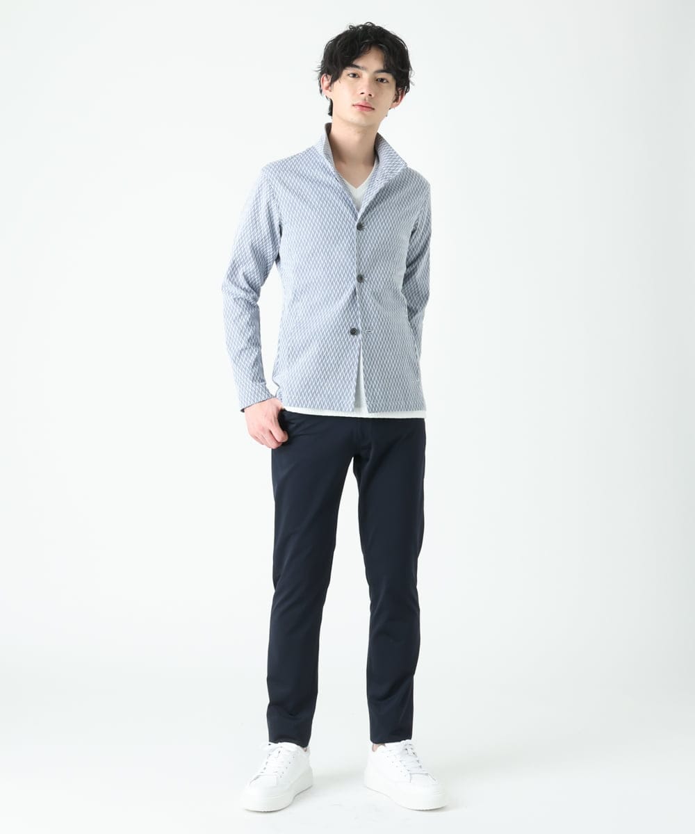MKCDS63150 MK MICHEL KLEIN HOMME(MKミッシェルクランオム) スタンドカラージャケット / フェザーへリンボン　 ライトブルー(50)