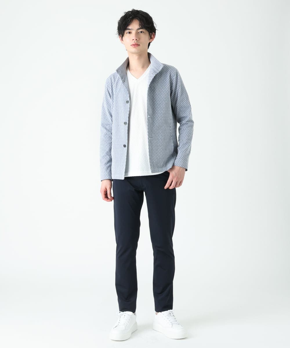 MKCDS63150 MK MICHEL KLEIN HOMME(MKミッシェルクランオム) スタンドカラージャケット / フェザーへリンボン　 ライトブルー(50)