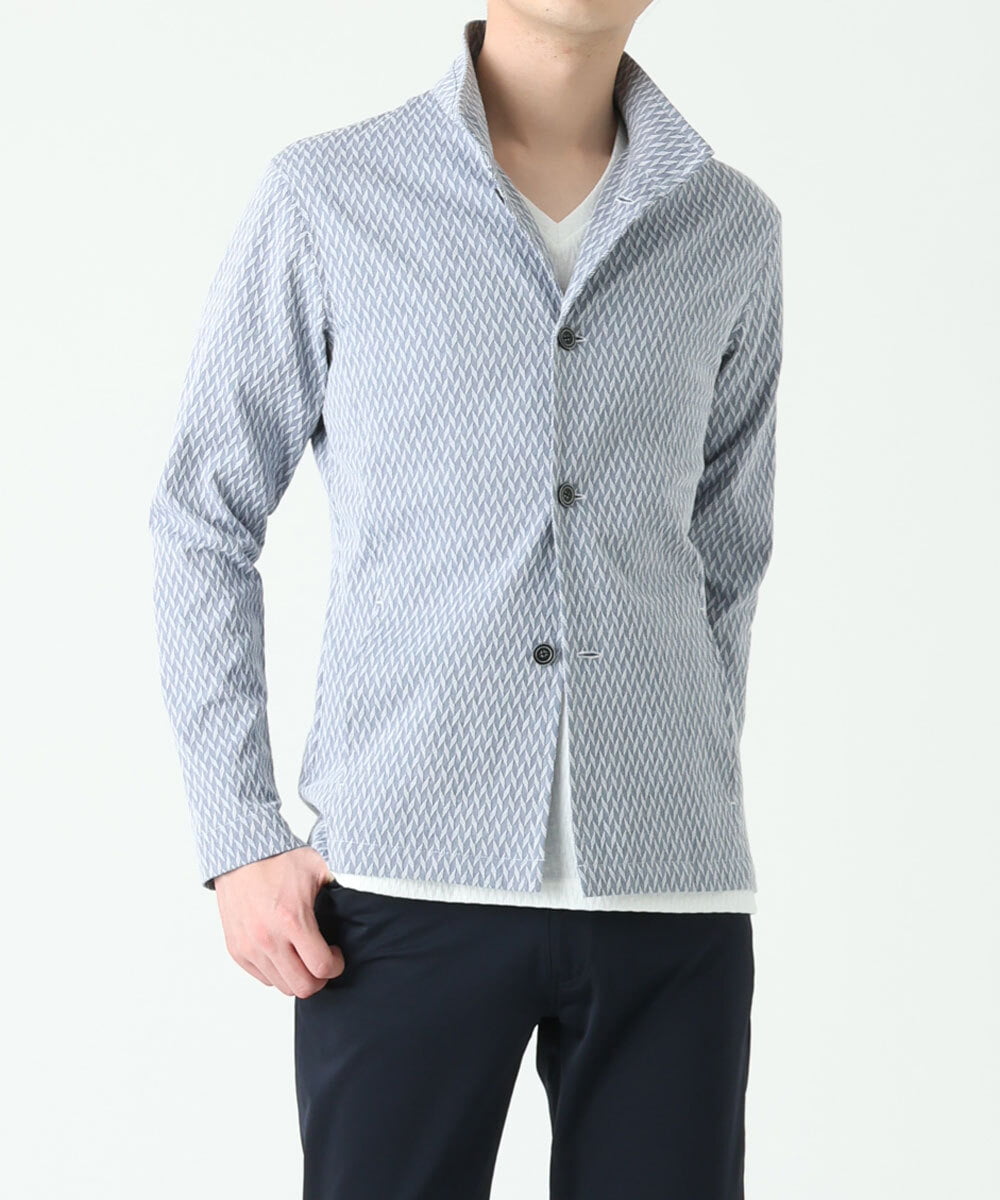 MKCDS63150 MK MICHEL KLEIN HOMME(MKミッシェルクランオム) スタンドカラージャケット / フェザーへリンボン　 ライトブルー(50)