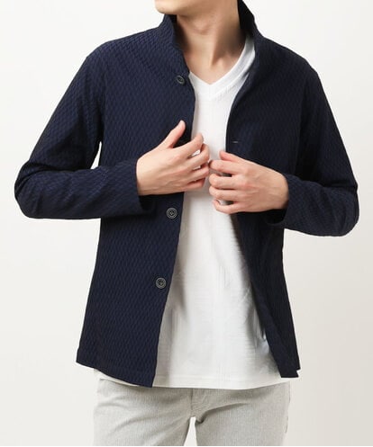 MKCDS63150 MK MICHEL KLEIN HOMME スタンドカラージャケット / フェザーへリンボン　
