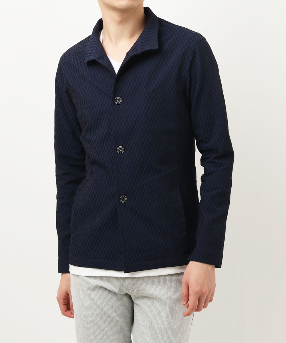 MKCDS63150 MK MICHEL KLEIN HOMME(MKミッシェルクランオム) スタンドカラージャケット / フェザーへリンボン　 ネイビー(57)