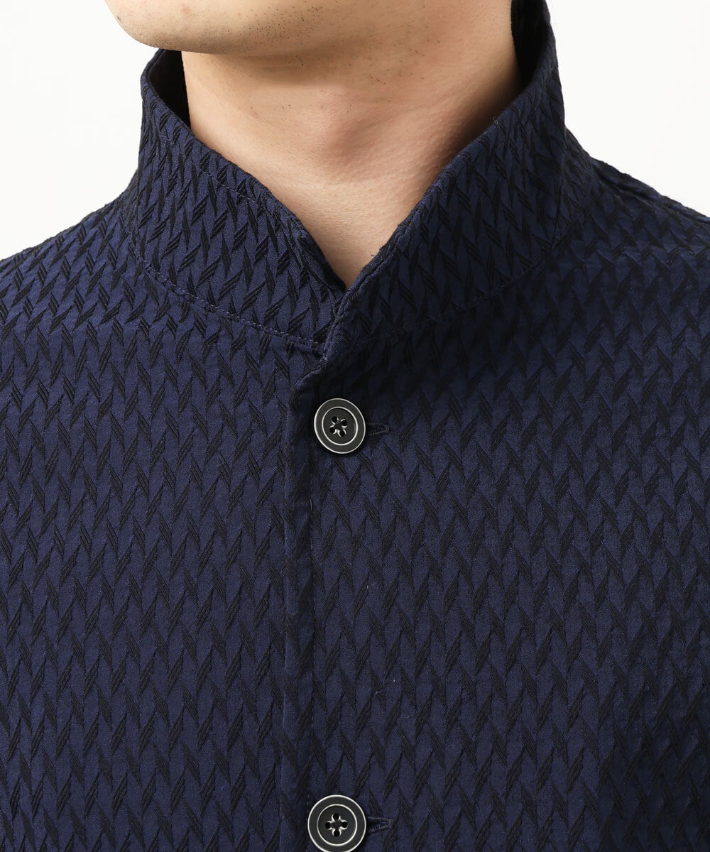 MKCDS63150 MK MICHEL KLEIN HOMME(MKミッシェルクランオム) スタンドカラージャケット / フェザーへリンボン　 ネイビー(57)