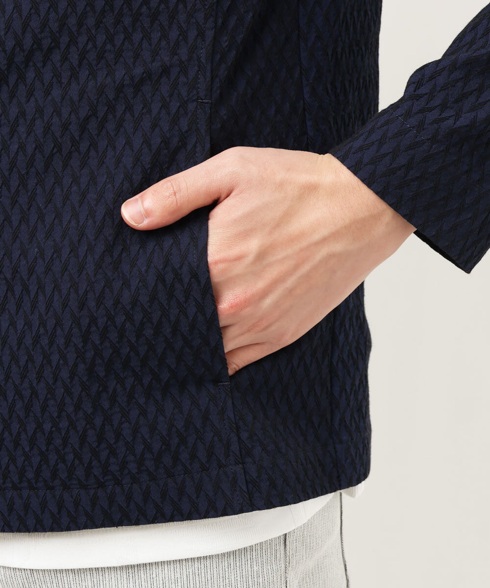 MKCDS63150 MK MICHEL KLEIN HOMME(MKミッシェルクランオム) スタンドカラージャケット / フェザーへリンボン　 ネイビー(57)