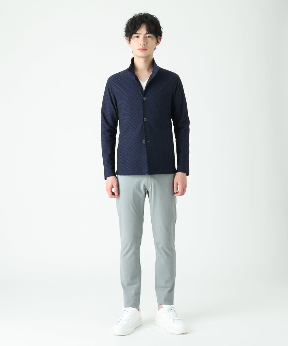 MKCDS63150 MK MICHEL KLEIN HOMME(MKミッシェルクランオム) スタンドカラージャケット / フェザーへリンボン　 ネイビー(57)