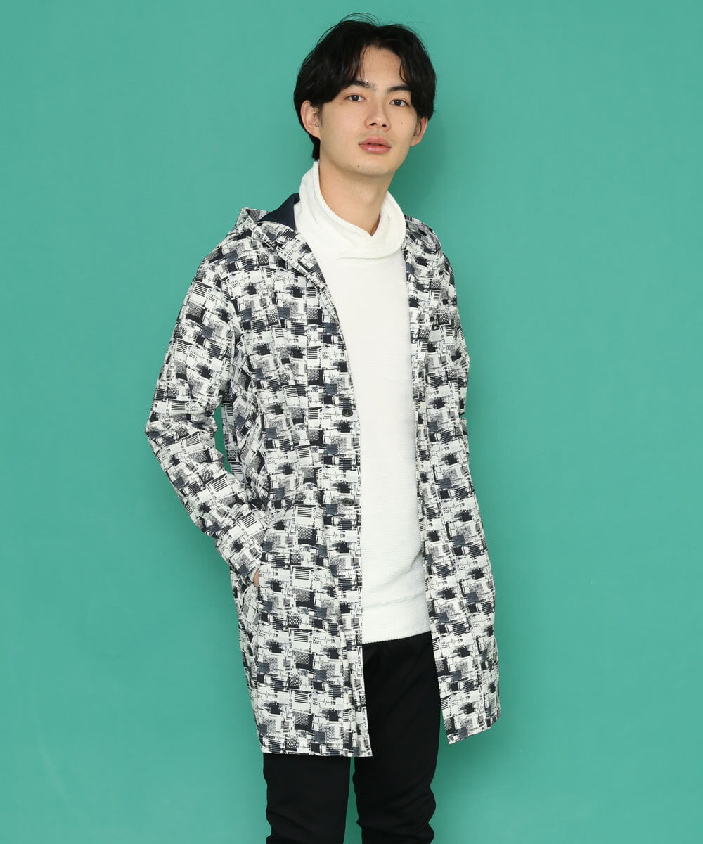 MKCDU03140 MK MICHEL KLEIN HOMME(MKミッシェルクランオム) デジタルプリントカーディガン ホワイト(90)