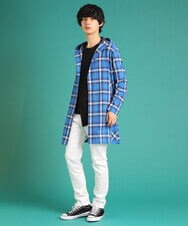 MKCDU04140 MK MICHEL KLEIN HOMME(MKミッシェルクランオム) オンブレチェックロングシャツ ブルー(55)