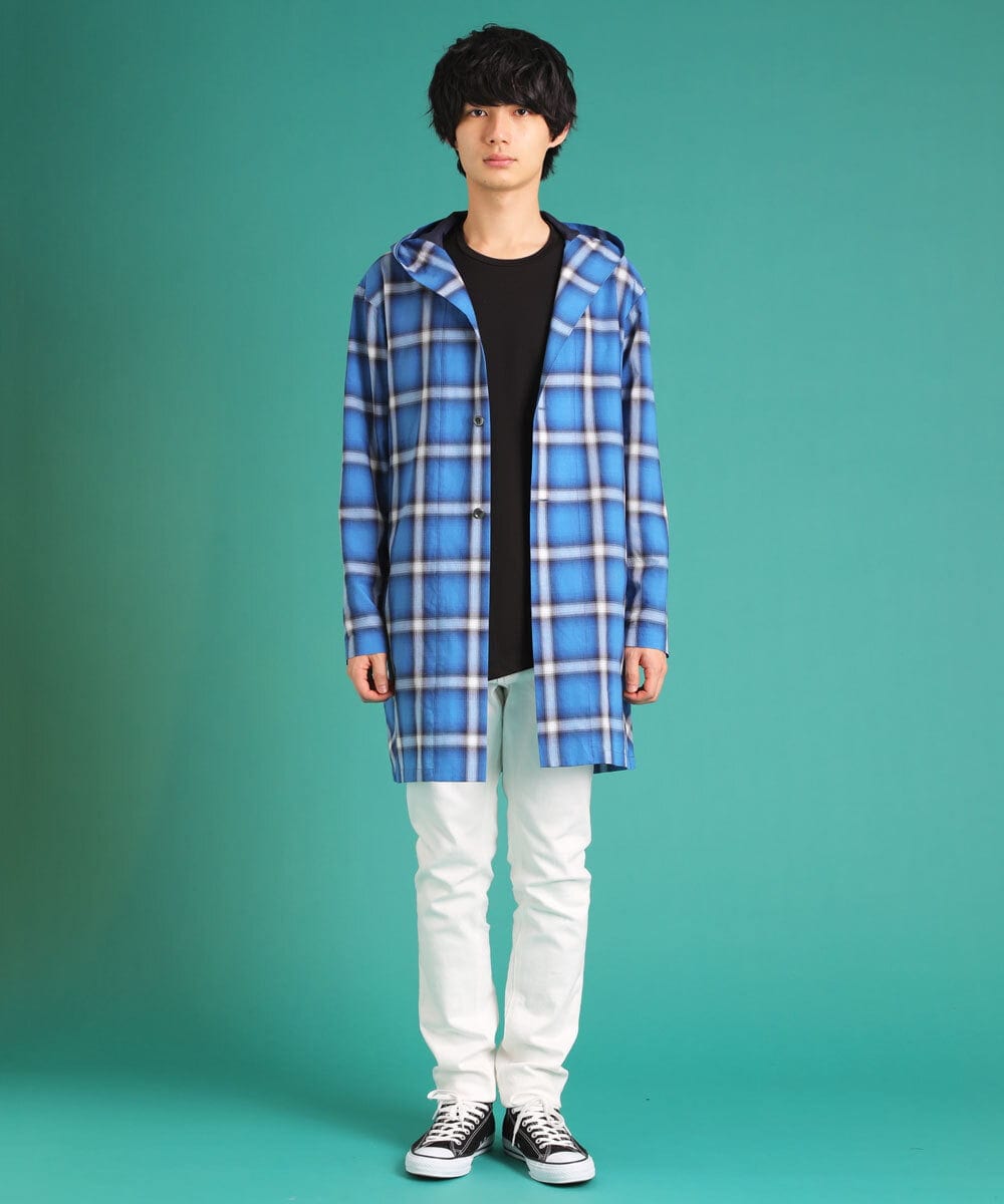 オンブレチェックロングシャツ