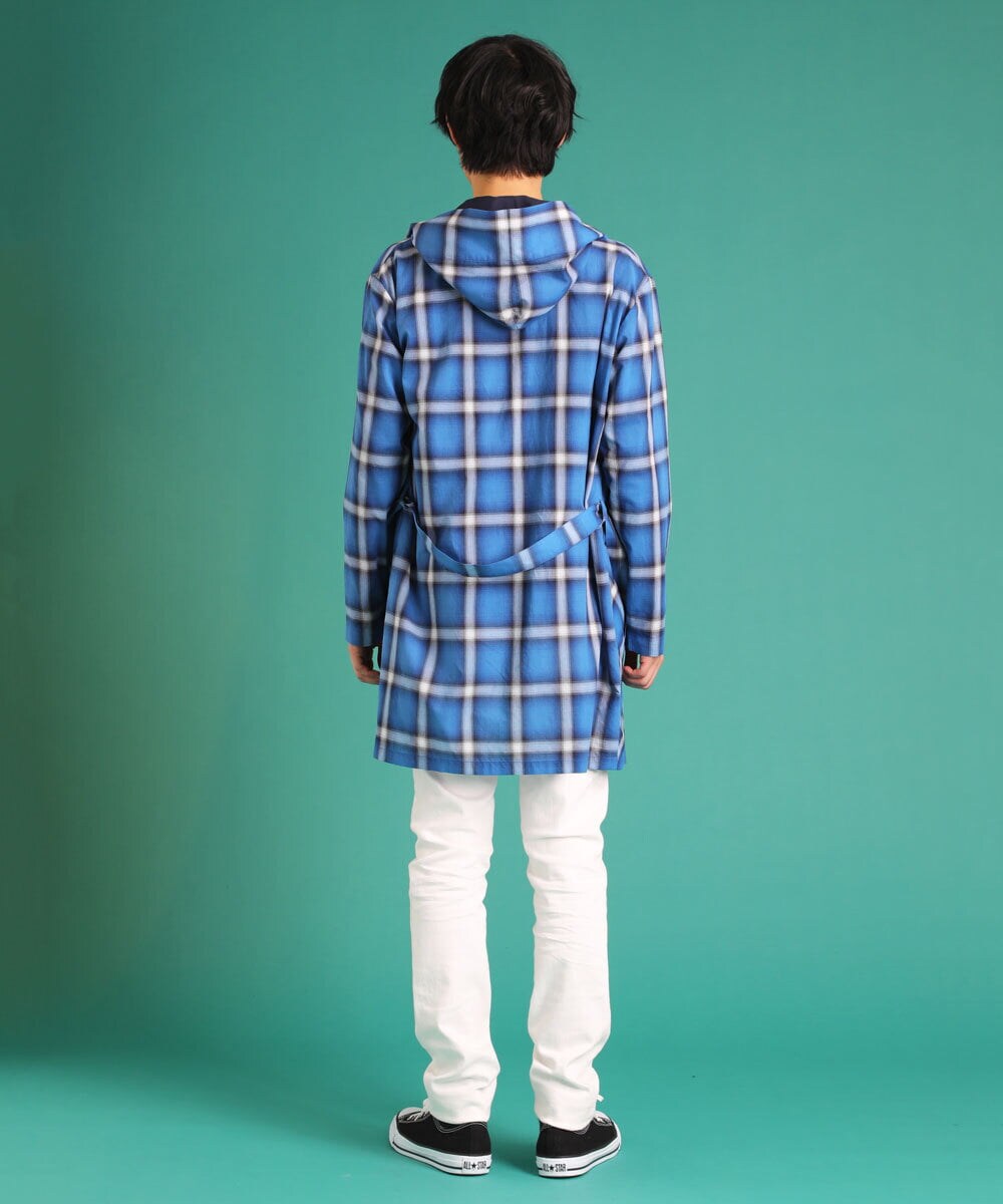 MKCDU04140 MK MICHEL KLEIN HOMME(MKミッシェルクランオム) オンブレチェックロングシャツ ブルー(55)