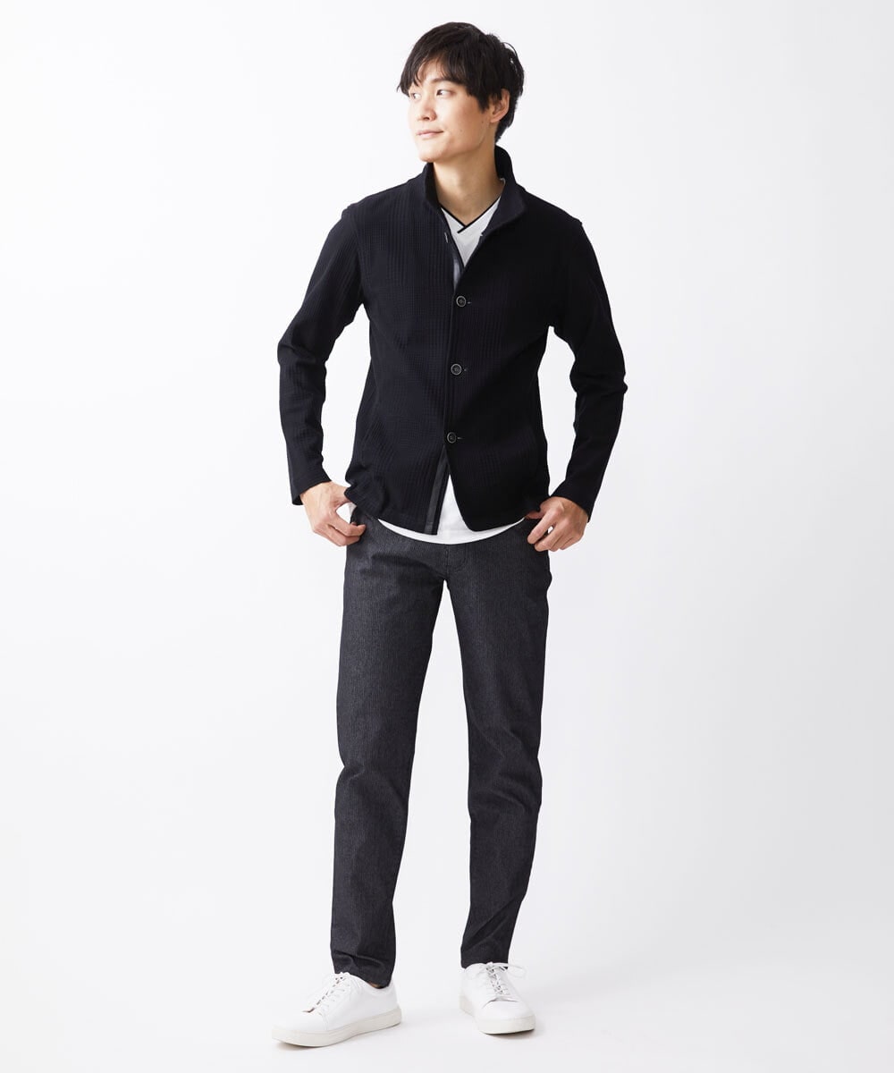 MKCDV59150 MK MICHEL KLEIN HOMME(MKミッシェルクランオム) 【WEB限定】シャドーグレンチェックカーデ ブラック(94)