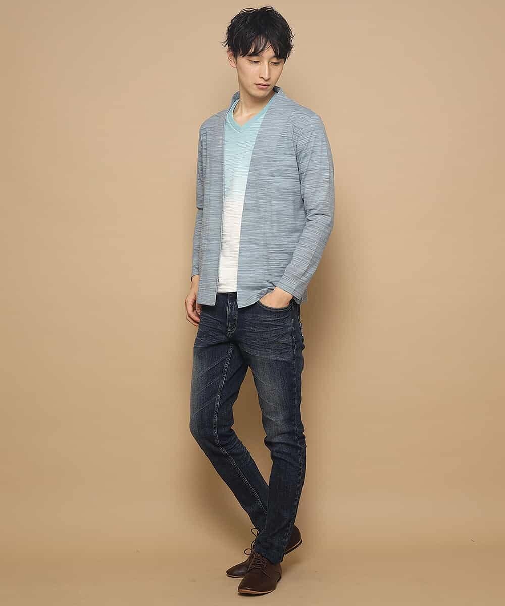 MKCFL24079 MK MICHEL KLEIN HOMME(MKミッシェルクランオム) カーディガン／スラブプレーティング ライトブルー