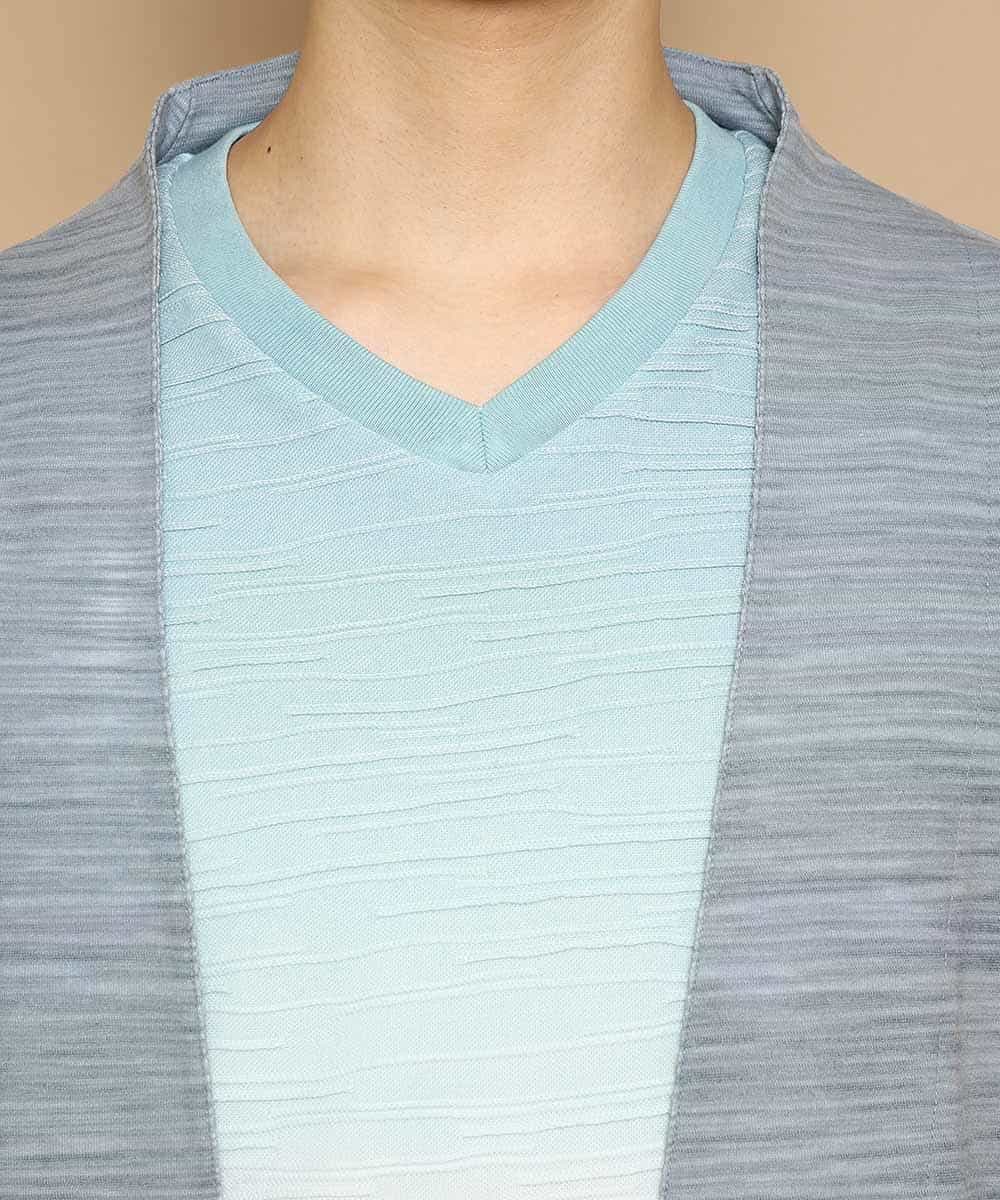 MKCFL24079 MK MICHEL KLEIN HOMME(MKミッシェルクランオム) カーディガン／スラブプレーティング ライトブルー