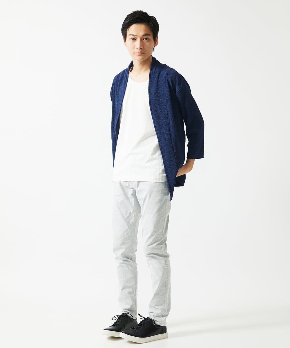 MKCGC03080 MK MICHEL KLEIN HOMME(MKミッシェルクランオム) 【洗える】 シフォンヨウリュウカーディガン ブルー