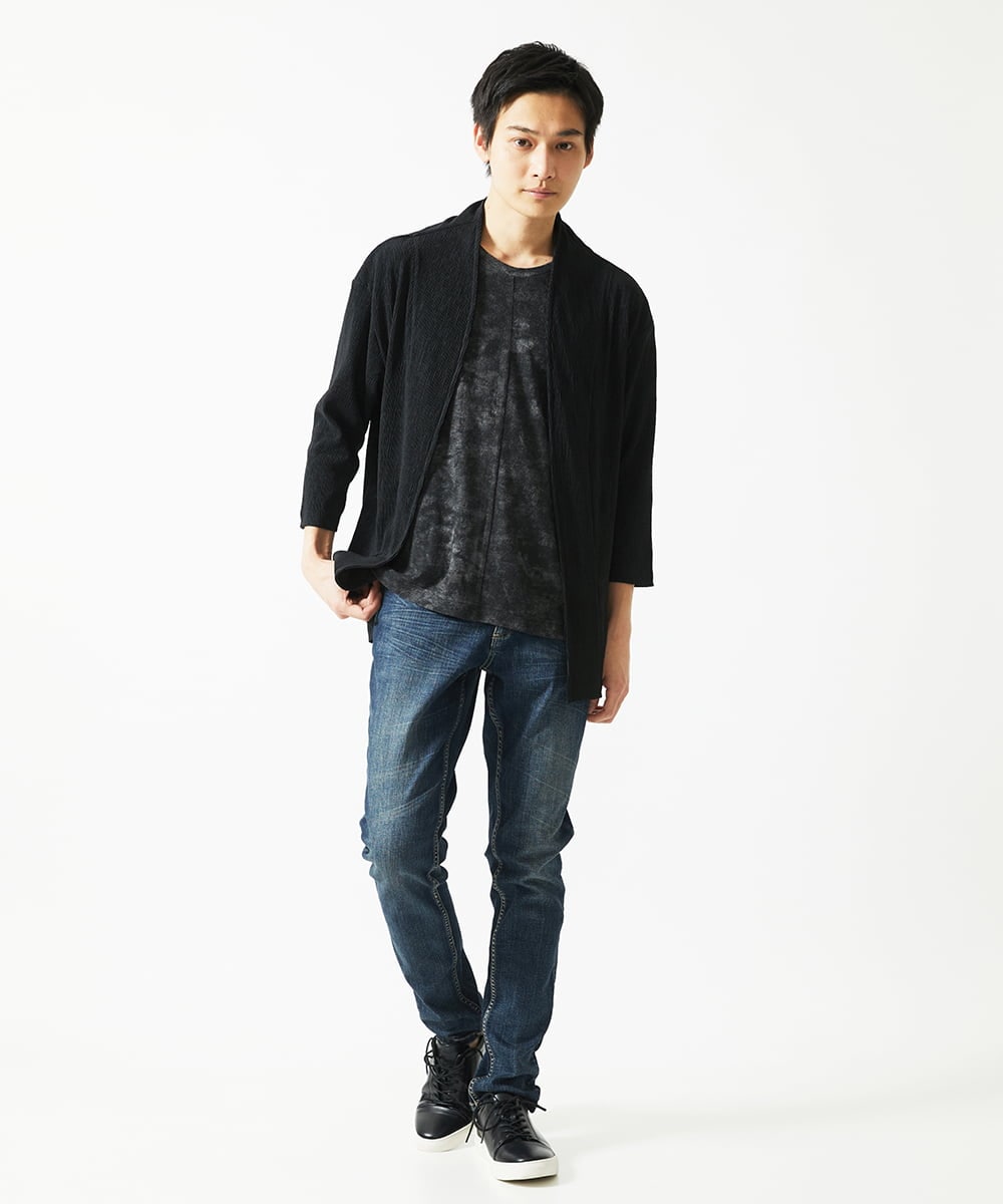 MKCGC03080 MK MICHEL KLEIN HOMME(MKミッシェルクランオム) 【洗える】 シフォンヨウリュウカーディガン ブラック
