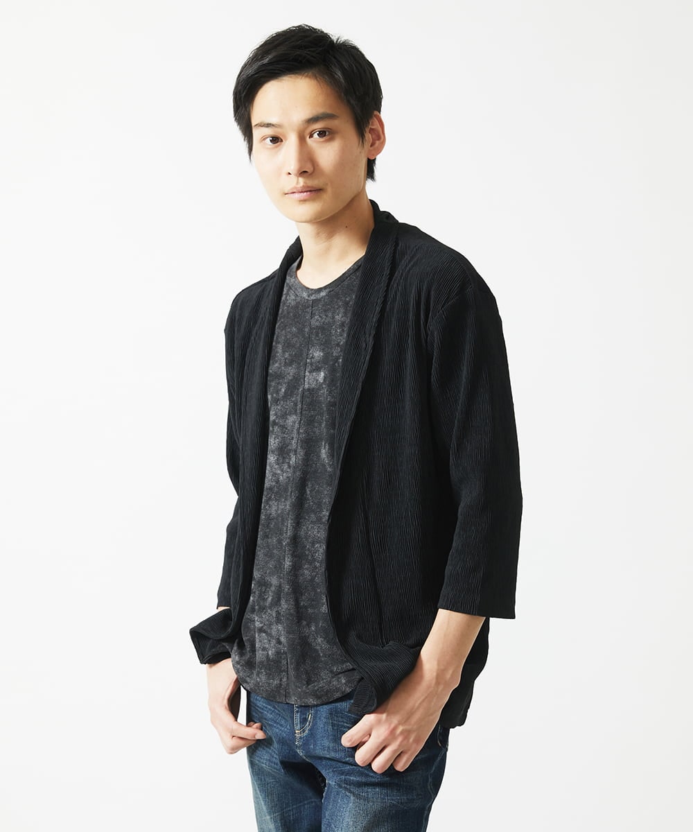 MKCGC03080 MK MICHEL KLEIN HOMME(MKミッシェルクランオム) 【洗える】 シフォンヨウリュウカーディガン ブラック