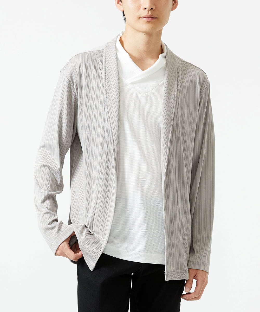 MKCGC13080 MK MICHEL KLEIN HOMME ストライプ柄ストレッチカーディガン
