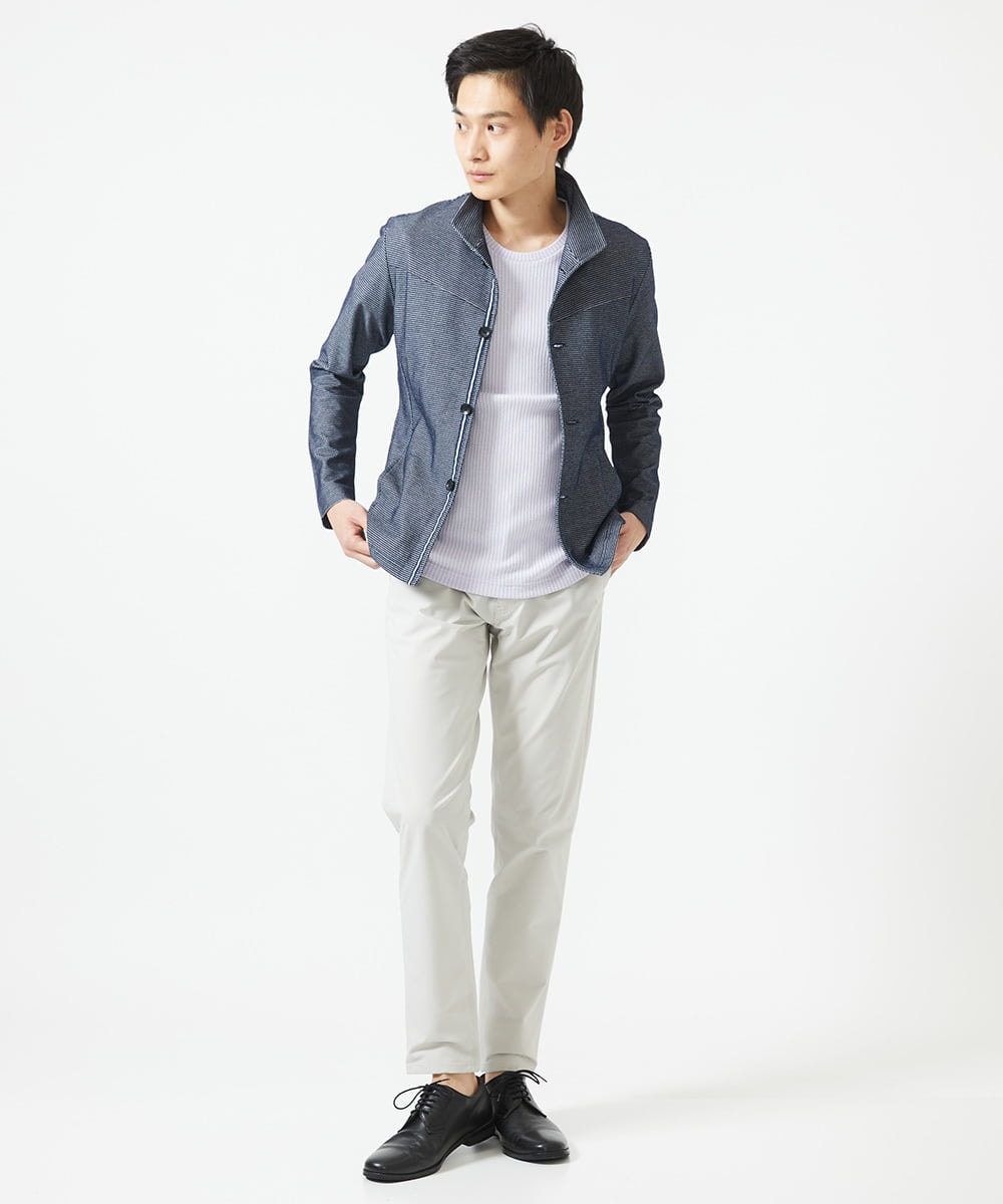 MKCGC22130 MK MICHEL KLEIN HOMME(MKミッシェルクランオム) 【洗える】スタンドカーディガンジャケット ブルー(55)