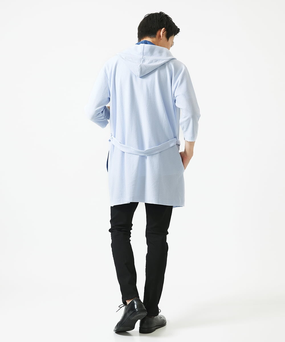 MKCGC32130 MK MICHEL KLEIN HOMME(MKミッシェルクランオム) コーディガン / ストライプサッカー　 ライトブルー