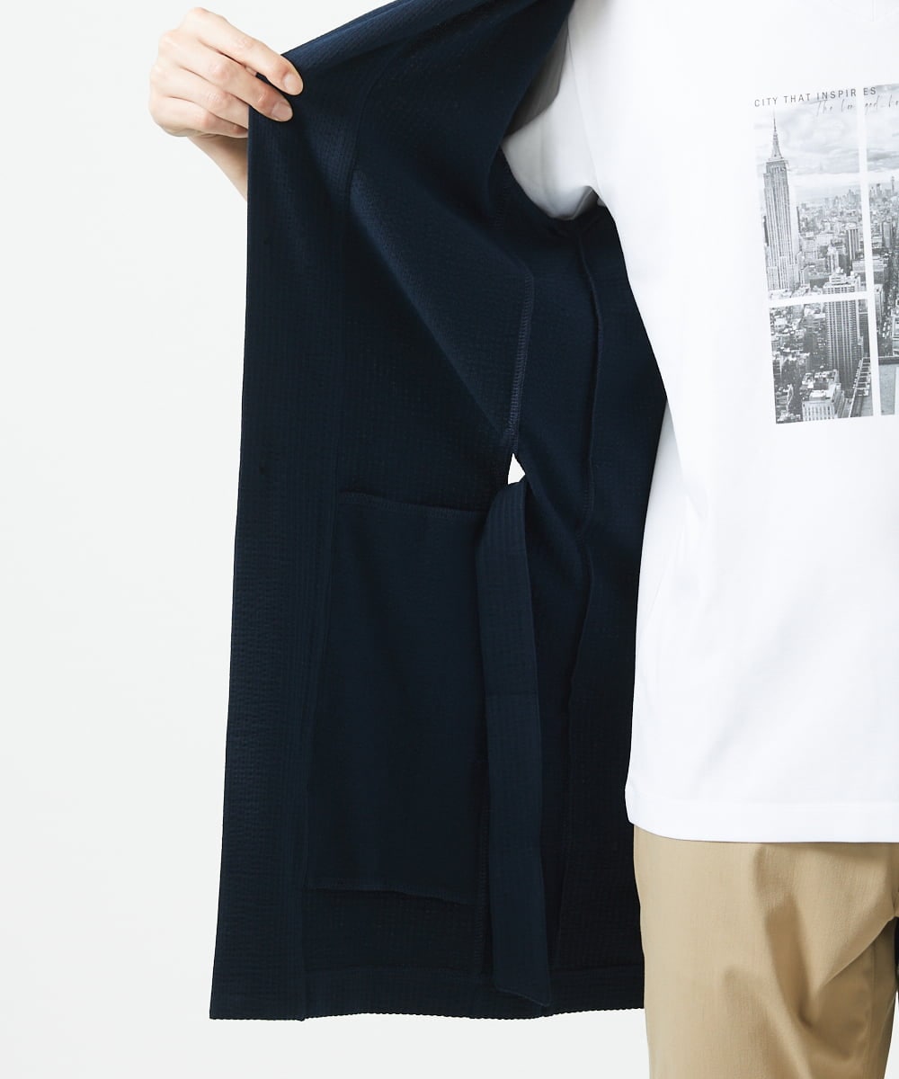 MKCGC32130 MK MICHEL KLEIN HOMME(MKミッシェルクランオム) コーディガン / ストライプサッカー　 ネイビー