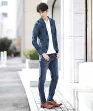 MKCGJ56130 MK MICHEL KLEIN HOMME(MKミッシェルクランオム) カーディガン／TCブロックパイル ネイビー